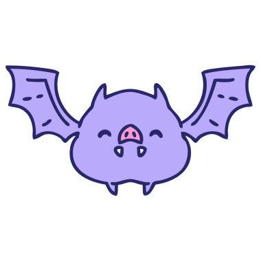 parlak neon renkli süper şirin bir cadılar bayramı yarasasının çizgi filmi