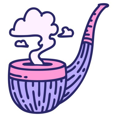 Parlak neon renkli sigara içen pipo simgesi