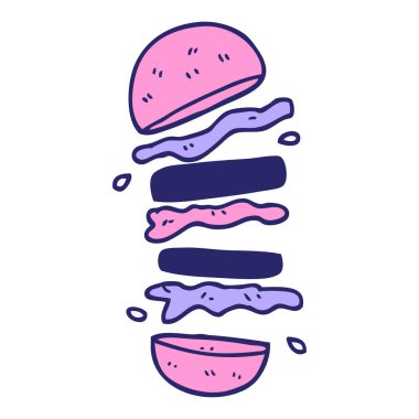 parlak neon renkli karalama hamburgeri