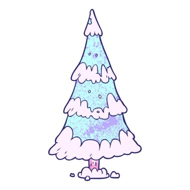 parlak neon renklerde karlı noel ağacı