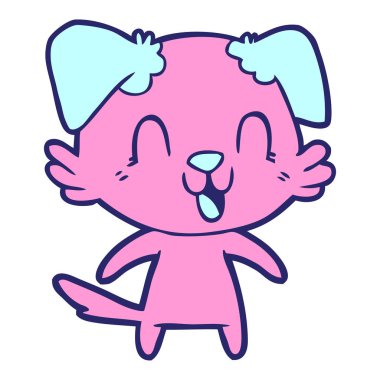 Parlak neon renkli, gülen çizgi film köpeği.