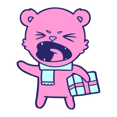 Ayı çizgi film çizeri parlak neon renkleri ile mevcut