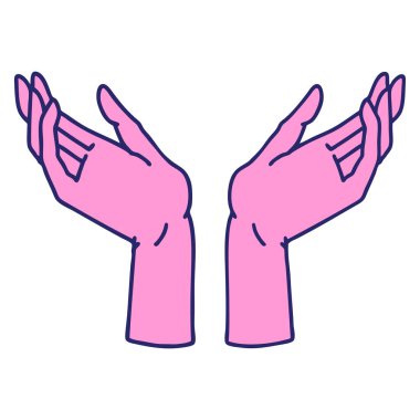 Parlak neon renkli açık ellerin ikonik dövme biçimi