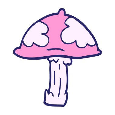 Çizgi film karalaması parlak neon renkli zehirli mantar dışkısı