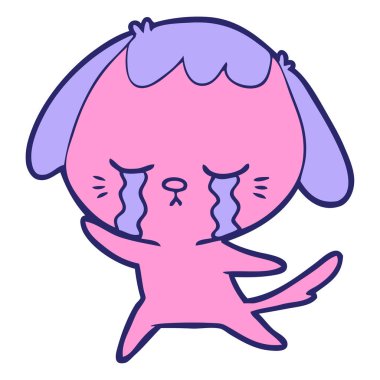 parlak neon renkli ağlayan köpek çizgi filmi