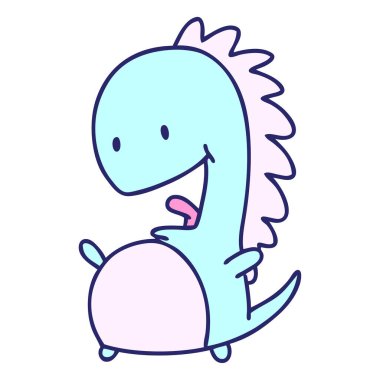 Parlak neon renkli mutlu bir dinozor çizgi filmi.