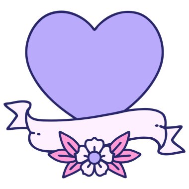 Parlak neon renkli bir kalp ve afiş simgesi