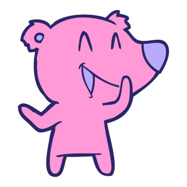 Parlak neon renkli gülen ayı çizgi filmi