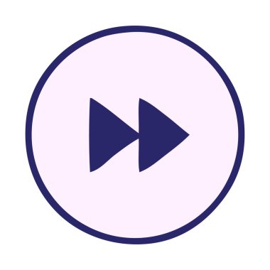 Parlak neon renkli ileri sarma düğmesinin sevimli çizgi filmi