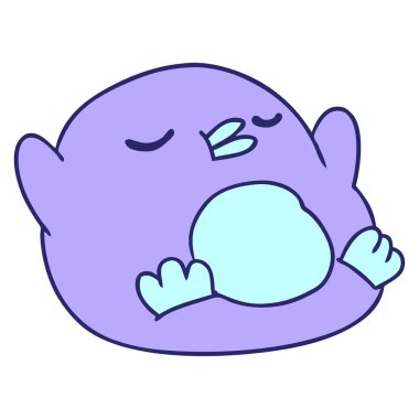 Serbest çizim çizgi film şirin kawaii parlak neon renkli kırmızı robin