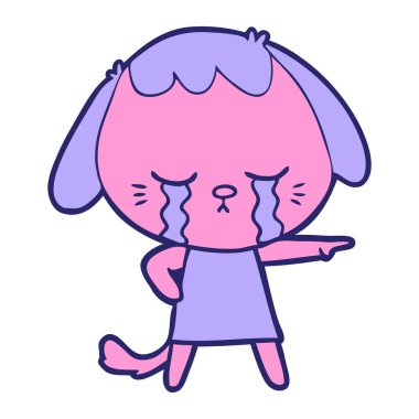 parlak neon renkli ağlayan köpek çizgi filmi