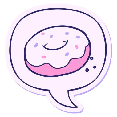 parlak neon renklerde konuşma kabarcığı yapıştırmalı çizgi film çöreği