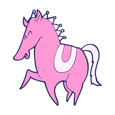 parlak neon renklerde zıplayan at çizgi filmi