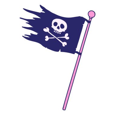 Parlak neon renkli bir korsan bayrağının el çizimi karalaması.