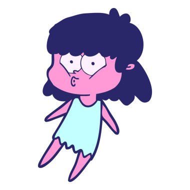 çizgi film ıslık çalan parlak neon renkli kız