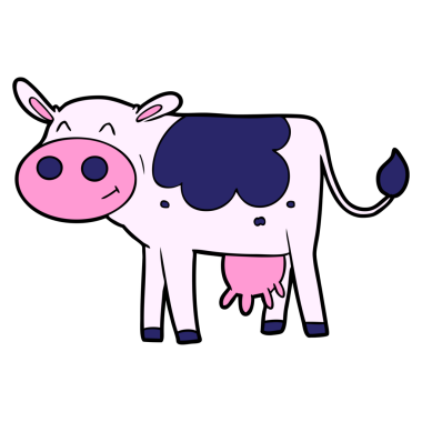 parlak neon renkli çizgi film ineği