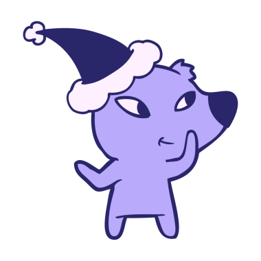 Güzel bir el çizimi çizimi, parlak neon renkli Noel Baba şapkası takan bir ayı.