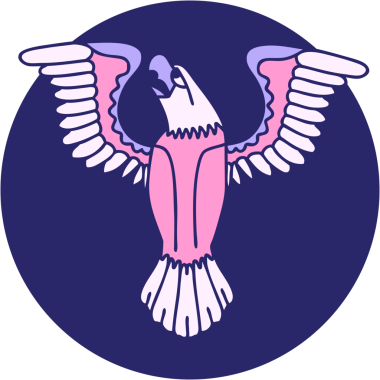 Parlak neon renkli bir Amerikan kartalının ikonik dövme görüntüsü