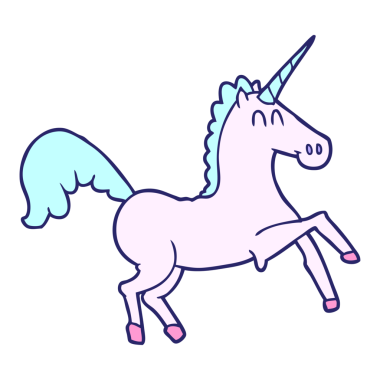 parlak neon renkli tek boynuzlu at çizgi filmi