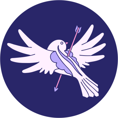 Parlak neon renkli okla delinmiş bir güvercinin ikonik dövme görüntüsü