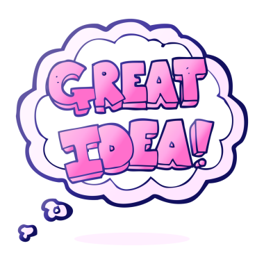 Serbest çizim düşünce baloncuğu karikatürü parlak neon renginde Büyük IDEA sembolü