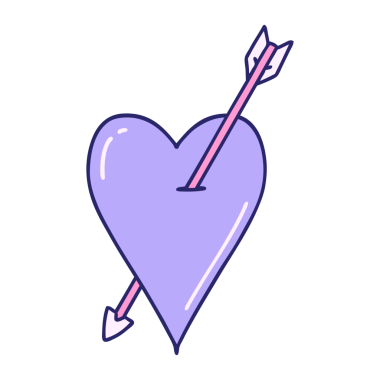 Parlak neon renkli ok ve kalbin ikonik dövme görüntüsü