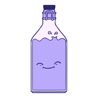 parlak neon renkli eski su şişesi çizgi filmi