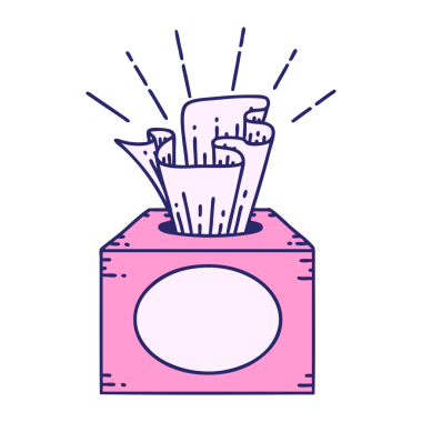 Parlak neon rengi dokulardan oluşan geleneksel dövme kutusunun çizimi