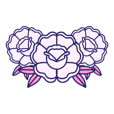 Parlak neon renkli bir buket çiçeğin ikonik dövme görüntüsü