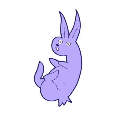 Parlak neon renkli şirin çizgi film tavşanı.