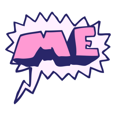 Serbest konuşma balonu çizilmiş parlak neon renkli ME sembolü