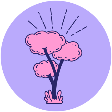 Parlak neon renkli dövme ağacı simgesi