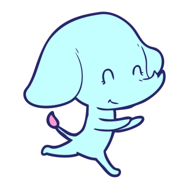 Parlak neon renkli şirin bir fil.