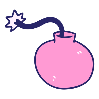 Parlak neon renkli el çizimi tuhaf bir çizgi film bombası.