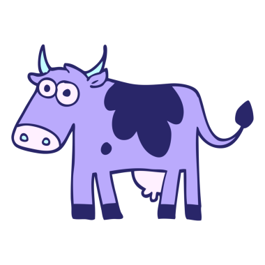 çizgi film karalama çiftlik ineği parlak neon renkli