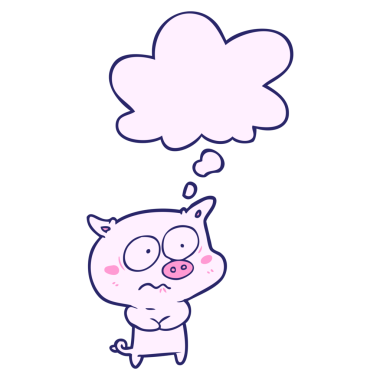 çizgi filmlerdeki parlak neon renkli düşünce baloncuklu sinirli domuz.