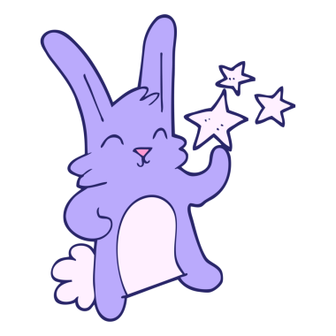 çizgi film karalaması parlak neon renkli mutlu tavşan