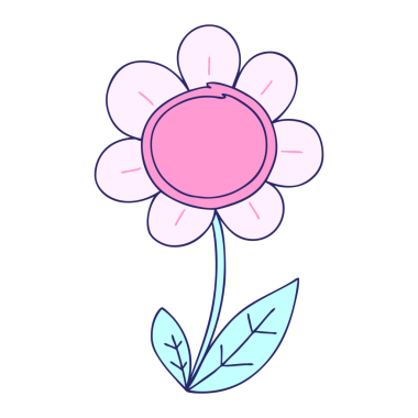 Parlak neon renginde el çizimi tuhaf bir papatya.