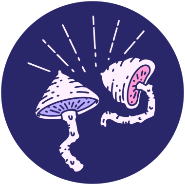 Parlak neon renkli dövme mantarlarının simgesi