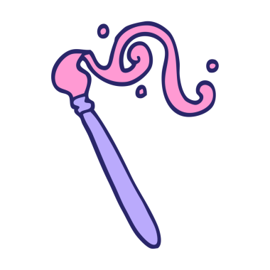 karikatür karalama boya fırçası parlak neon rengi