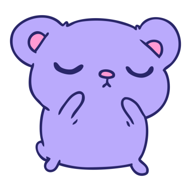 Parlak neon renkli şirin bir ayının serbest çizim karikatürü