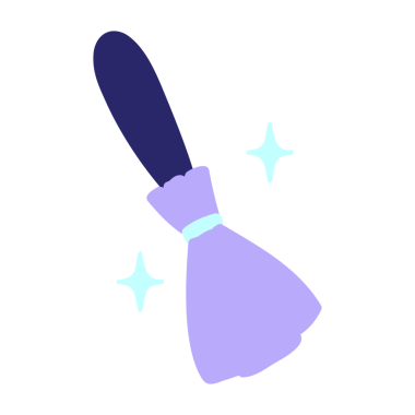 Sihirli süpürge sopası parlak neon renginde süpürüyor