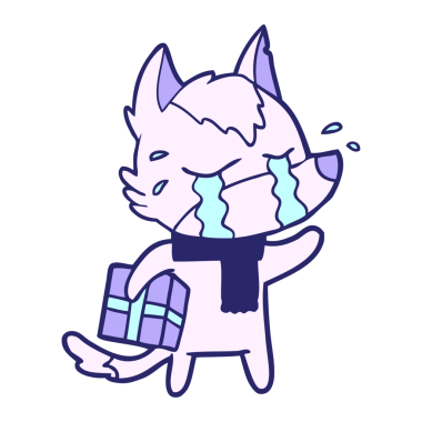 Karikatür ağlayan kurt. Parlak neon renginde Noel hediyesi.