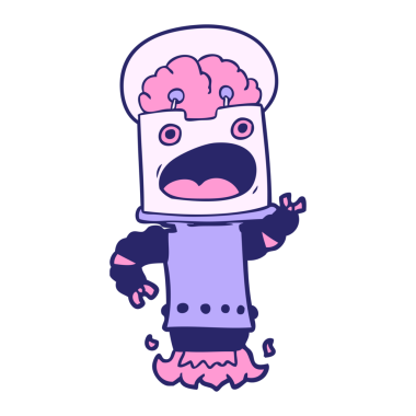 parlak neon renkli çizgi film robotu