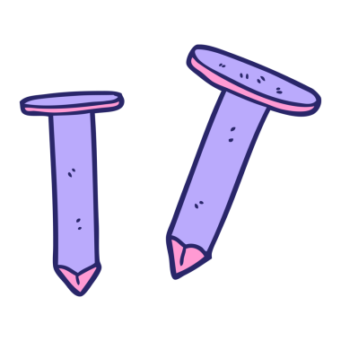 parlak neon renkli eski çiviler