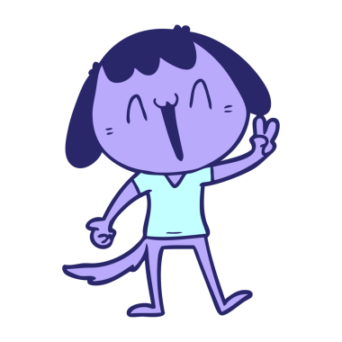 parlak neon renkli gülen köpek çizgi filmi