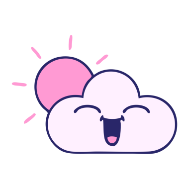 Parlak neon renkli bulutlar ve güneş ışığı çizgi filmi