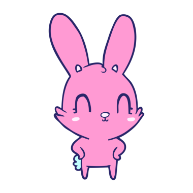 Parlak neon renkli şirin çizgi film tavşanı.