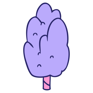 El çizimi karalama, parlak neon renkli tek yeşil ağaç.