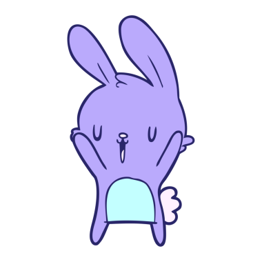 Parlak neon renkli şirin çizgi film tavşanı.